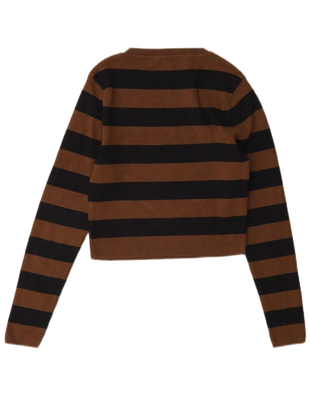 Zara Womens Crop Blouse Top UK 14 Large Brown Striped