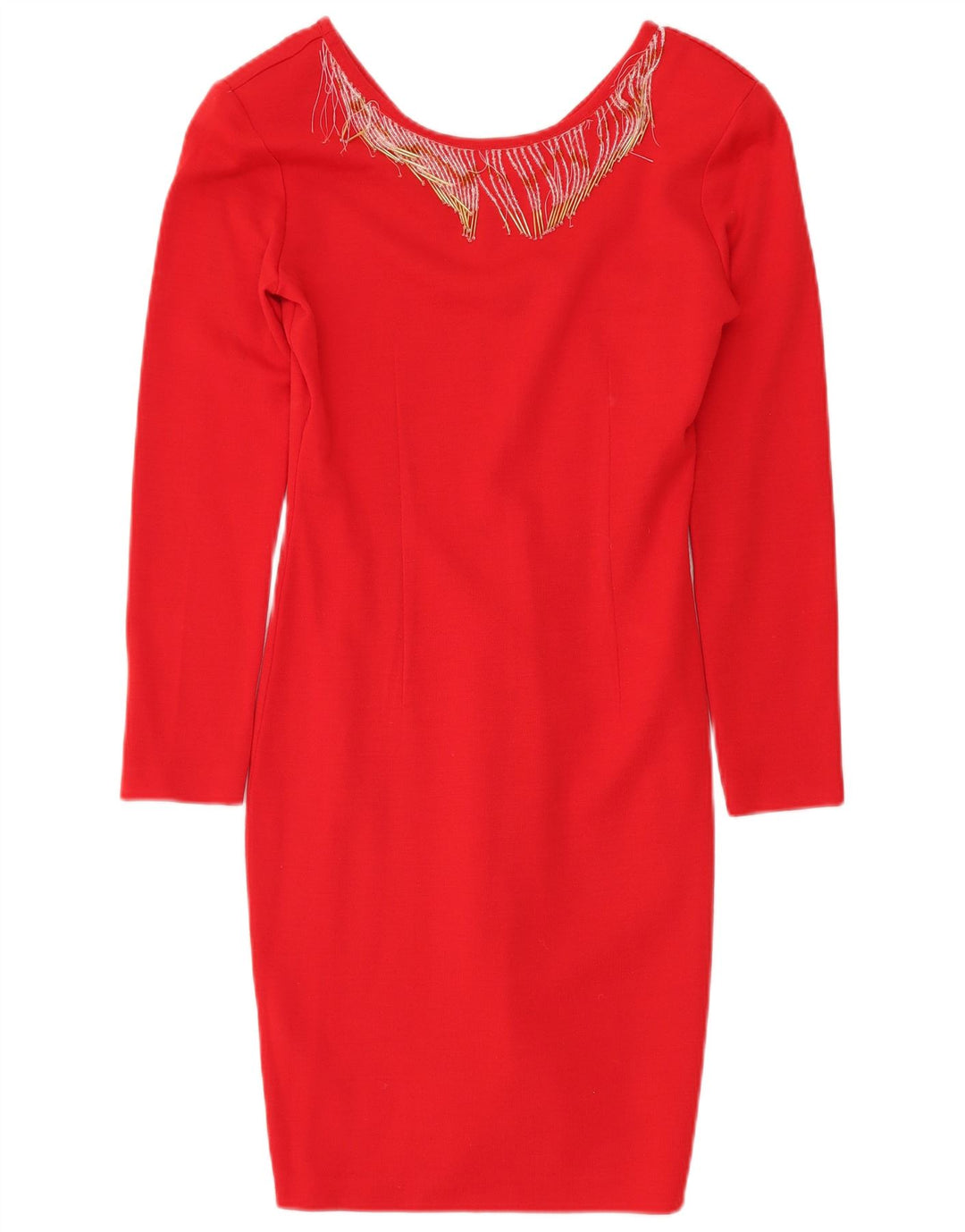 Chagall Womens Long Sleeve Shift Dress UK 12 Medium Red Acrylic