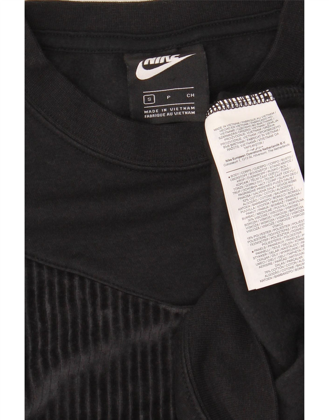 Nike Womens Crop Oversized Sweatshirt Jumper UK 10 Small Black Cotton