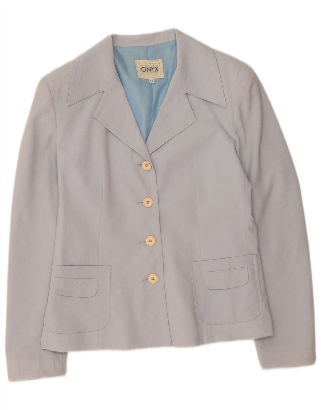 ONYX Womens 4 Button Blazer Jacket IT 46 Large Blue Polyester