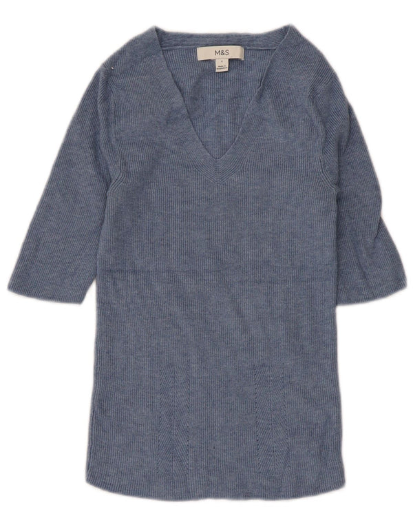 Marks & Spencer Womens Blouse Top UK 8 Small Blue Viscose