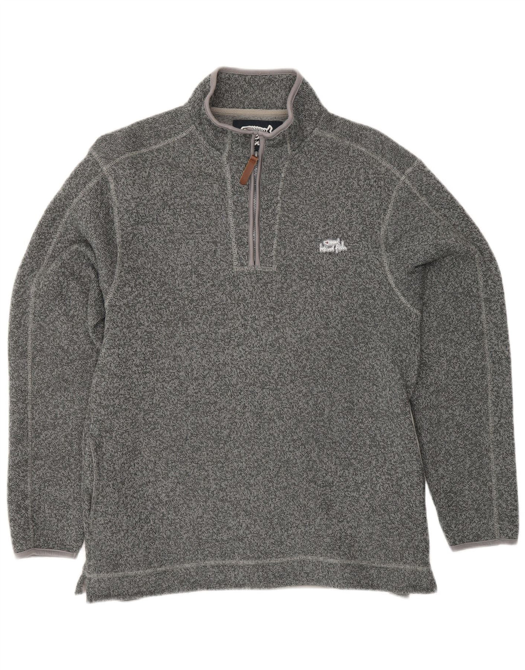 WEIRD FISH Herre Zip Neck Sweatshirt Jumper Medium Grå Polyester