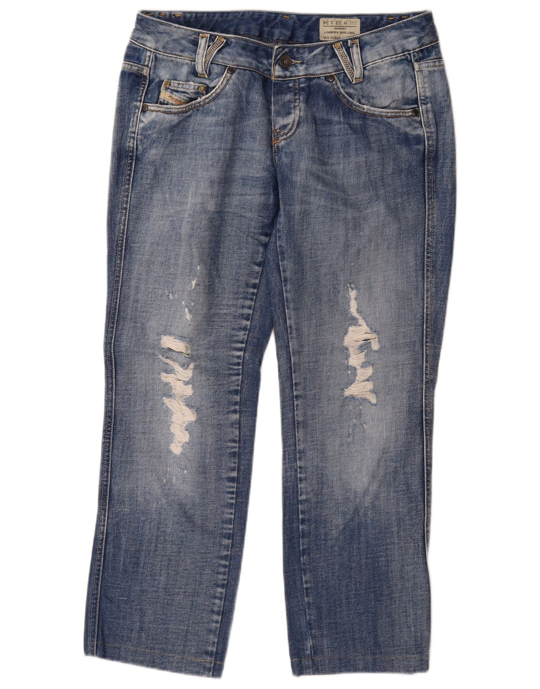 Diesel Damskie Looppy Distressed Straight Jeans W32 L26 Niebieskie bawełniane