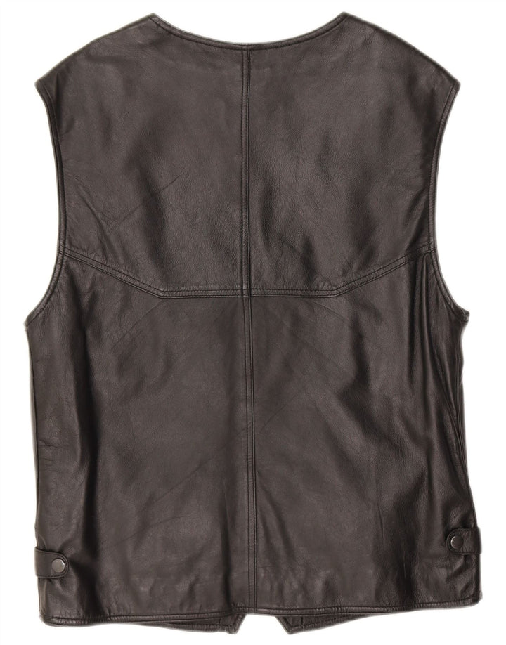 Gilet in pelle da uomo vintage IT 48 piccolo nero