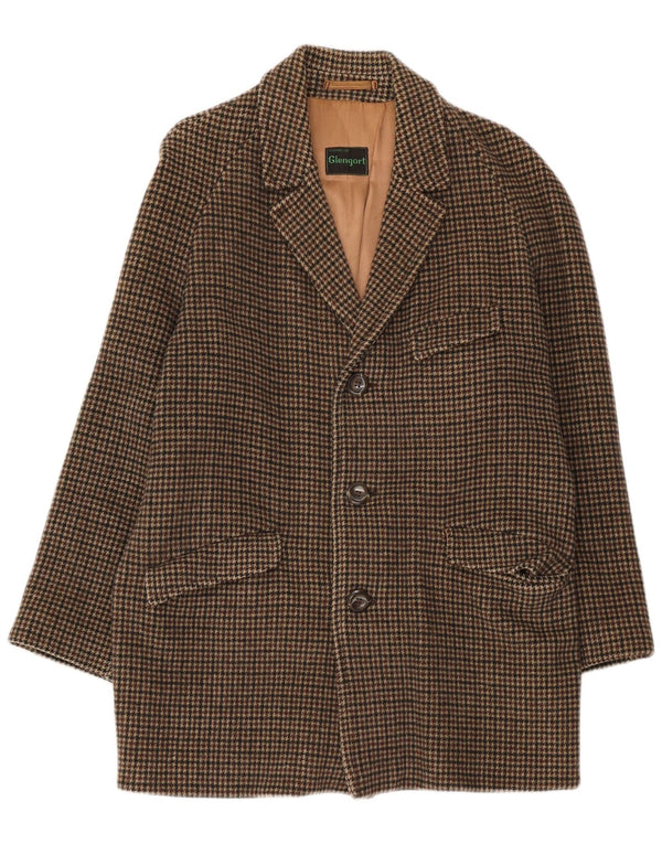 Vintage Mens Overcoat UK 36 Small Brown Houndstooth