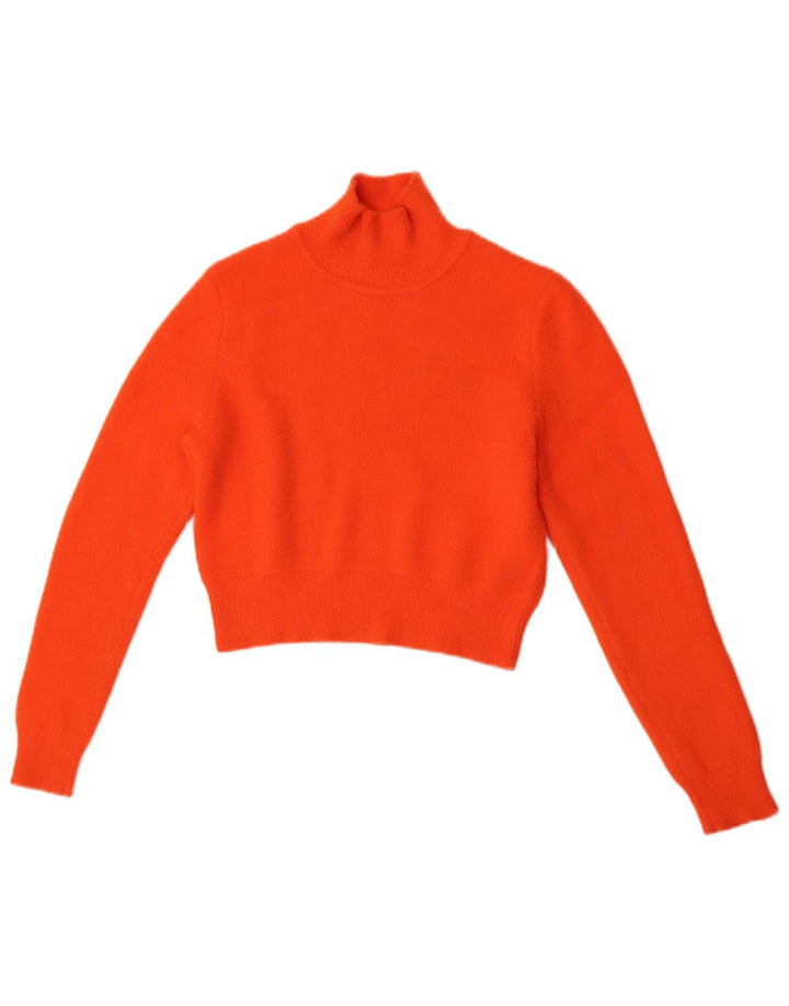 Zara Womens Crop Turtle Neck Jumper Sweater UK 10 Small Orange