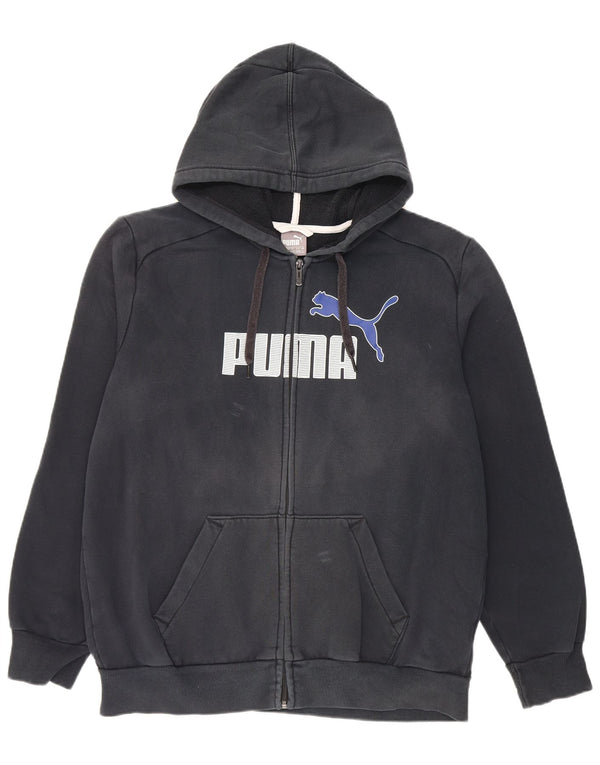 Puma Mens Graphic Zip Hoodie Sweater Large Black Cotton