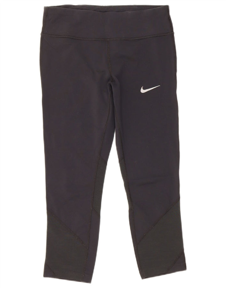 Nike Womens Dri Fit Capri Leggings UK 12 Medium  Black Nylon