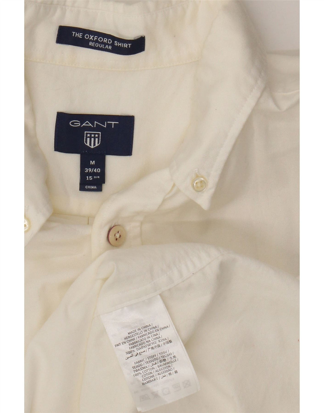 Gant Mens Short Sleeve Regular Fit Shirt Size 39/40 15 3/4 Medium White