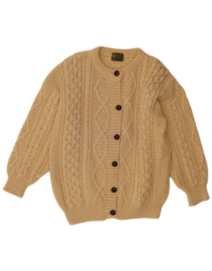 Suéter cardigã feminino grande Oak Tree Reino Unido 16 grande lã bege