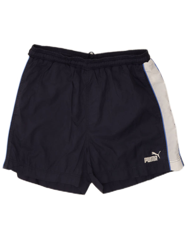 Puma Mens Graphic Sport Shorts Medium Navy Blue Colourblock Nylon Sports