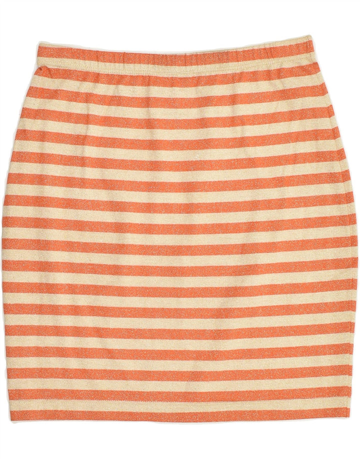 VINTAGE Womens Pencil Skirt IT 44 Medium W27 Orange Striped Viscose | Vintage Vintage | Thrift | Second-Hand Vintage | Used Clothing | Messina Hembry 