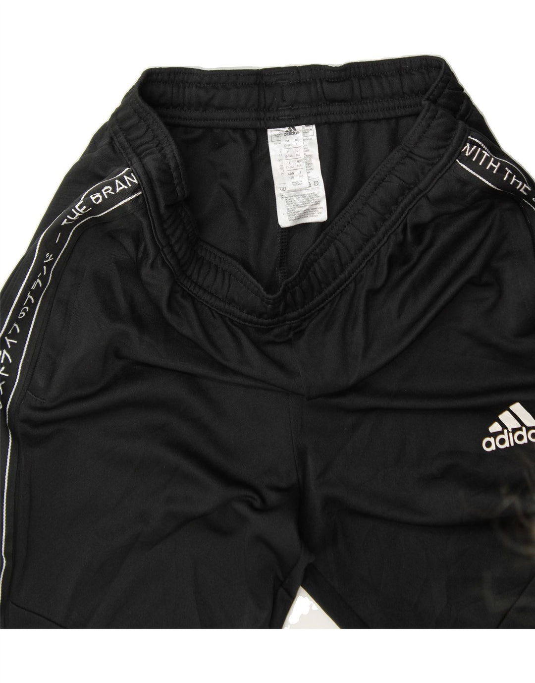 ADIDAS Boys Graphic Tracksuit Trousers 13-14 Years Black Polyester Vintage Adidas and Second-Hand Adidas from Messina Hembry 
