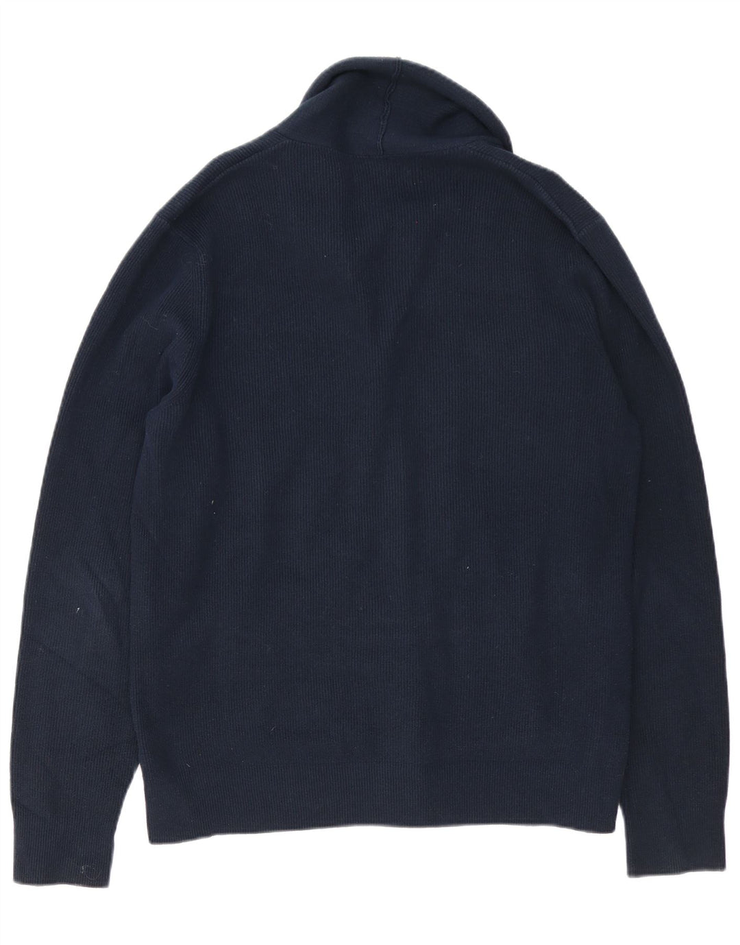 MARKS & SPENCER Mens Cardigan Sweater Large Navy Blue Cotton