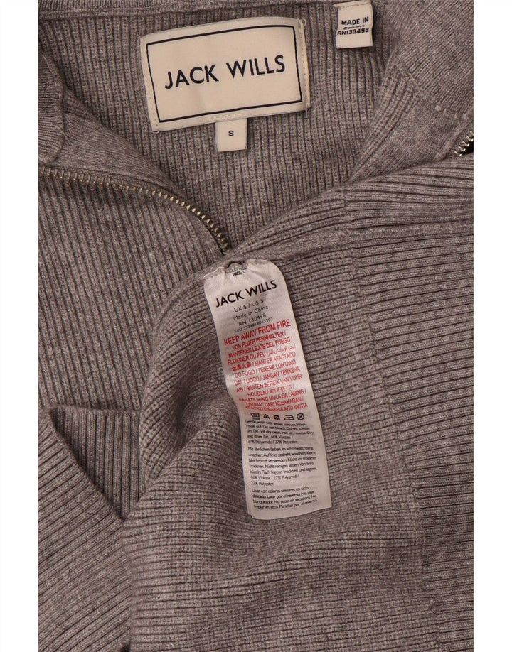 Jack Wills Pull à col zippé pour homme Small Gris Viscose