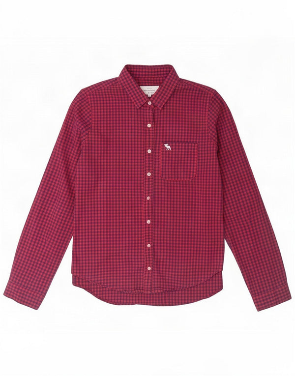 Abercrombie & Fitch Womens Shirt UK 14 Medium Red Gingham Cotton