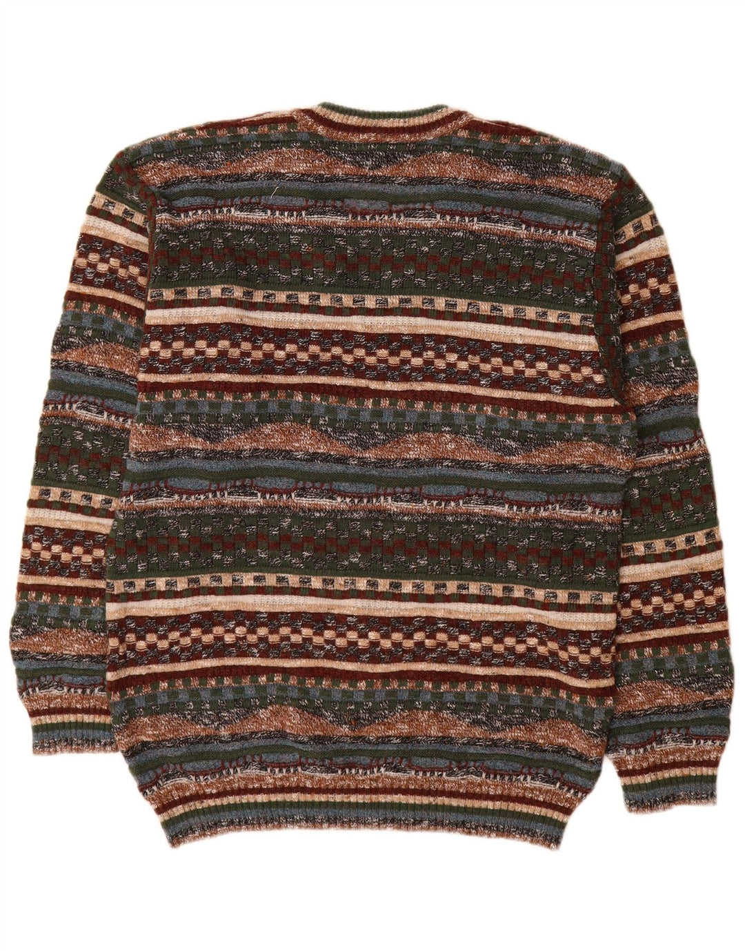 GARDEUR Mens V-Neck Jumper Sweater Medium Multicoloured Geometric