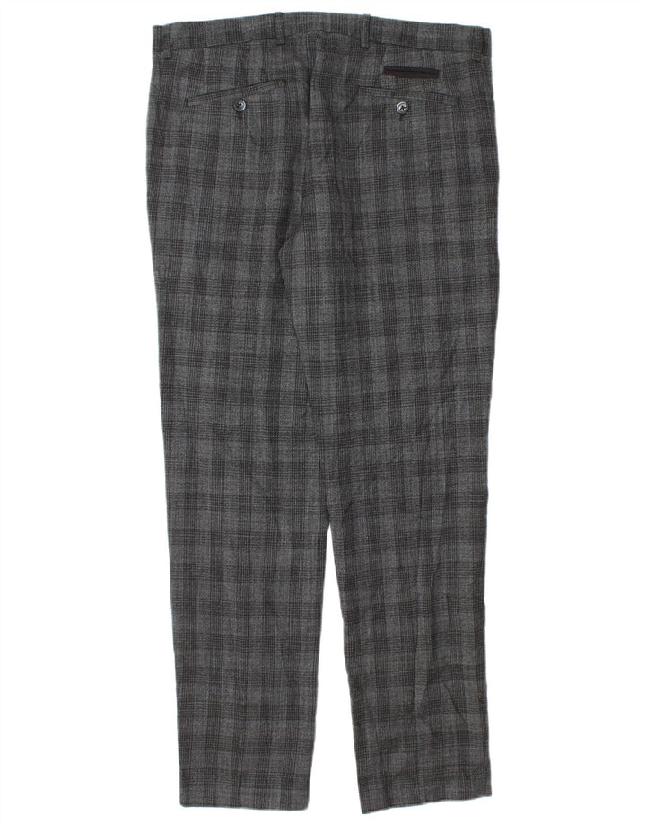 Pantaloni da abito dritti da uomo Penguin W34 L30 poliestere a quadri grigi