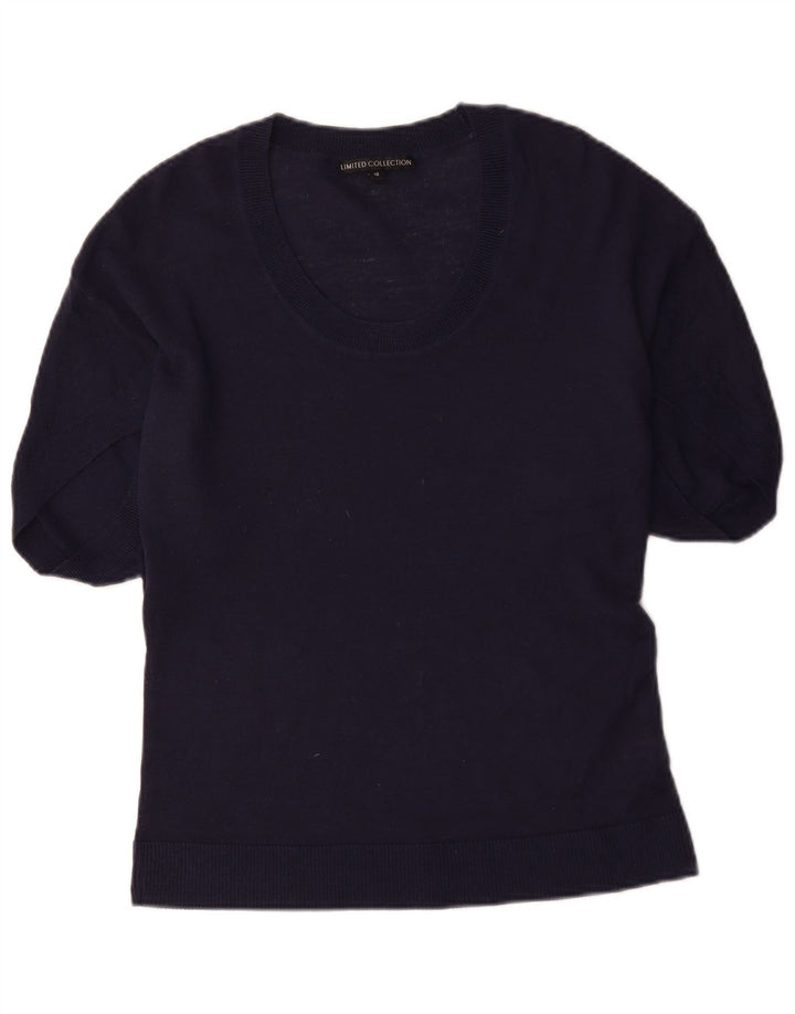 Marks & Spencer Dame Boat Neck Jumper Sweater UK 12 Medium Navy Blue