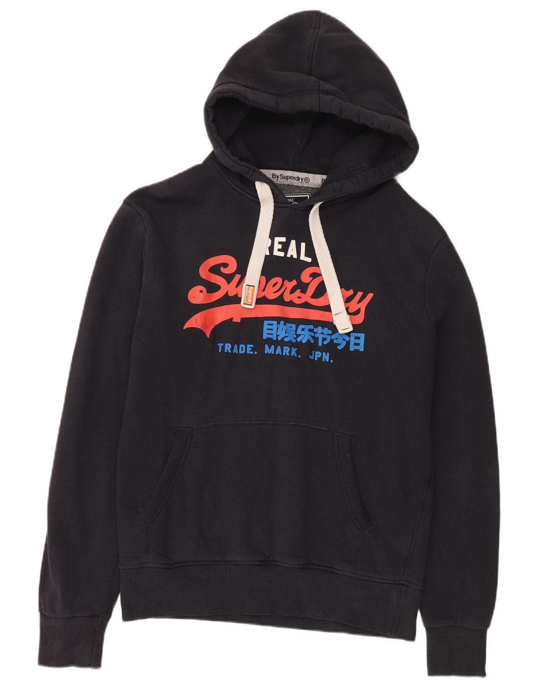 Superdry Mens Graphic Hoodie Jumper Medium Black Cotton