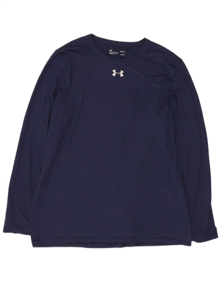 UNDER ARMOUR Męski top z długim rękawem, duży, granatowy, poliester