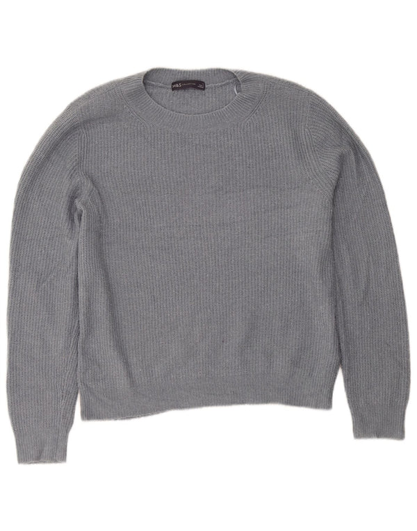 Marks & Spencer Pull à col rond pour femme UK 12 Gris moyen Acrylique