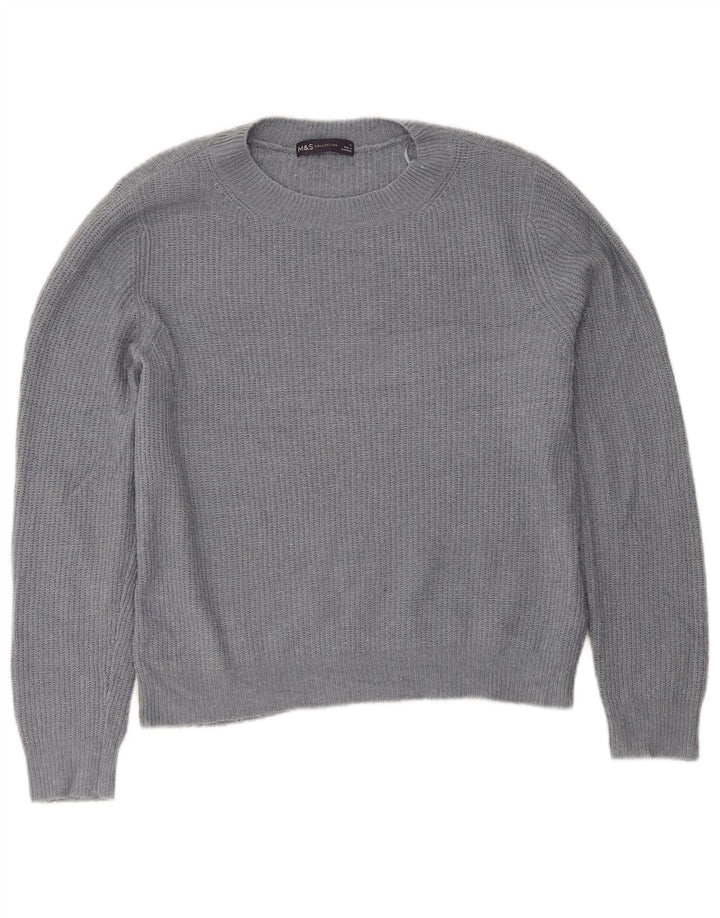 Marks & Spencer Pull à col rond pour femme UK 12 Gris moyen Acrylique
