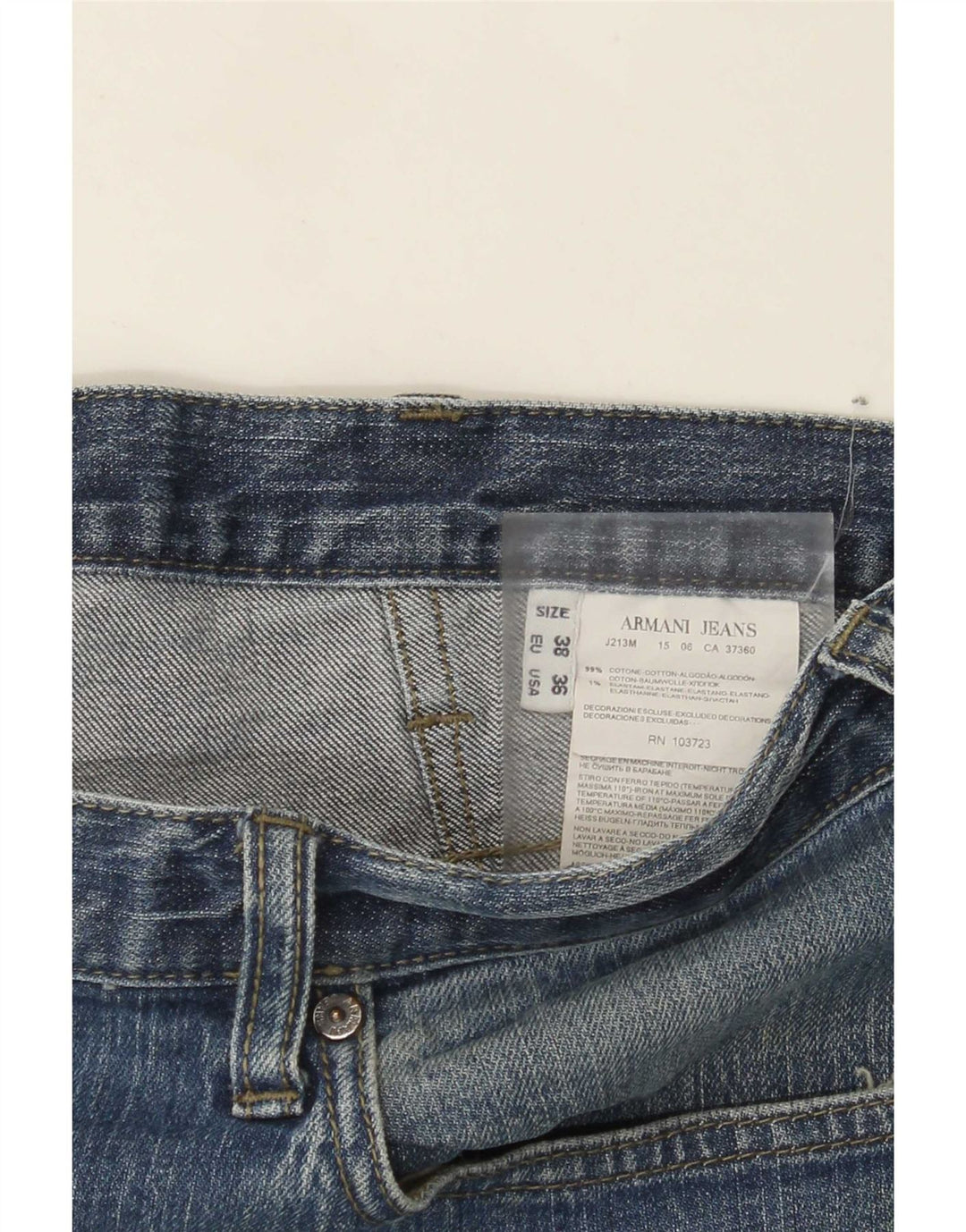 Armani Mens Straight Jeans W36 L30 Blue Cotton