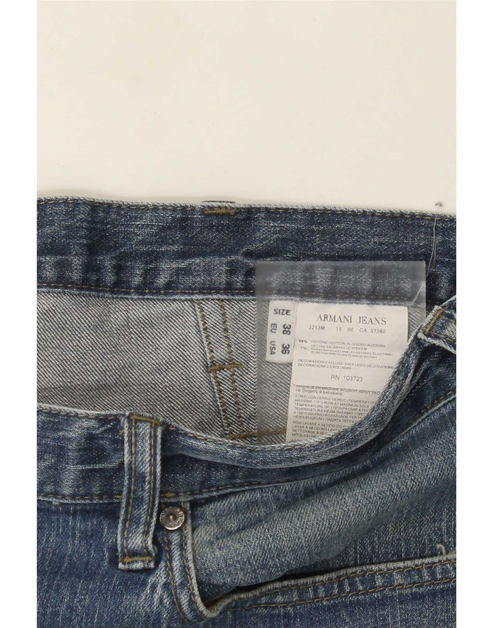 Armani Mens Straight Jeans W36 L30 Blue Cotton