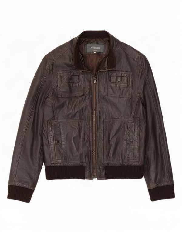 Vintage Mens Bomber Leather Jacket IT 48 Medium Brown