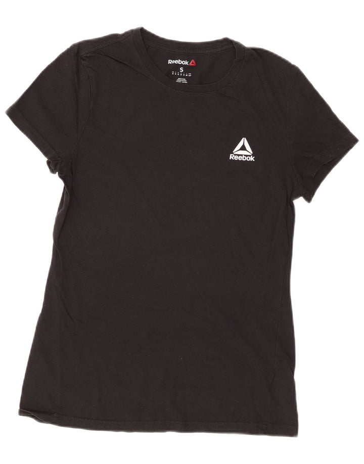 Reebok Womens T-Shirt Top UK 8 Small Black Cotton
