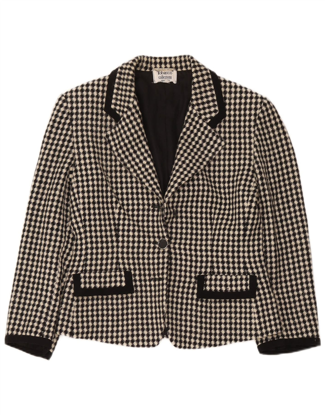Jachetă Blazer pentru femei Tabasco UK 12 Medium Negru Geometric Lână virgină
