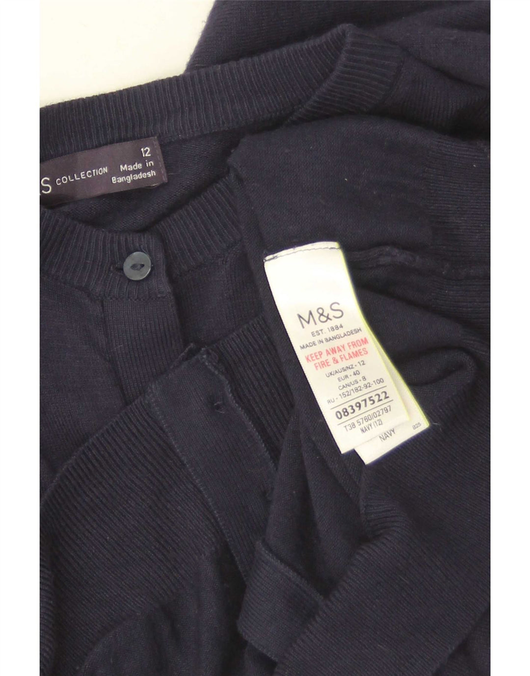 Marks & Spencer Dame Cardigan Sweater UK 12 Medium Navy Blue Viscose