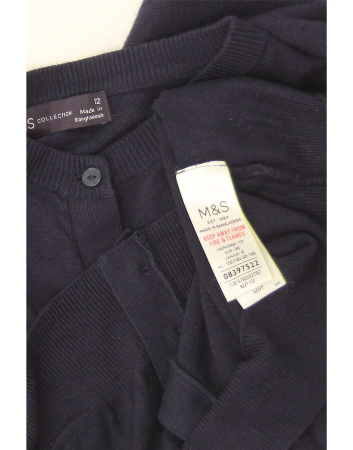 Marks & Spencer Dame Cardigan Sweater UK 12 Medium Navy Blue Viscose