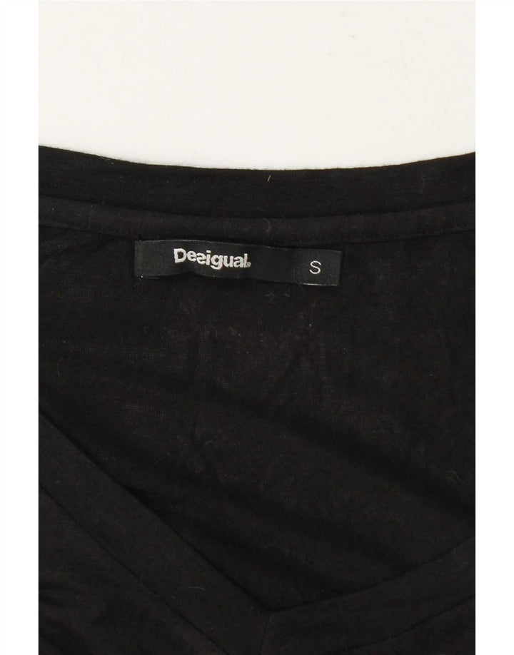 Desigual Womens Top Long Sleeve UK 10 Small Black Floral