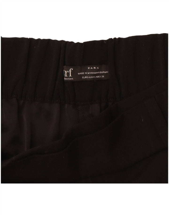 Zara Womens Wide Leg Cropped Trousers Small W26 L25 Black Polyester