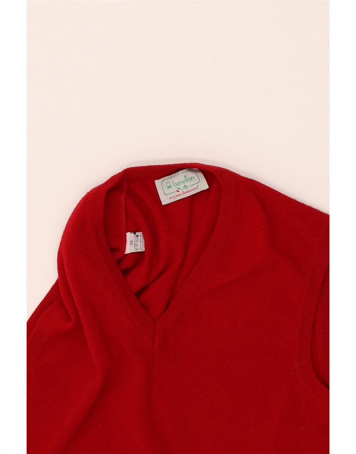 BENETTON Womens Vest Tank Top IT 48 XL Red Lambswool Vintage Benetton and Second-Hand Benetton from Messina Hembry 