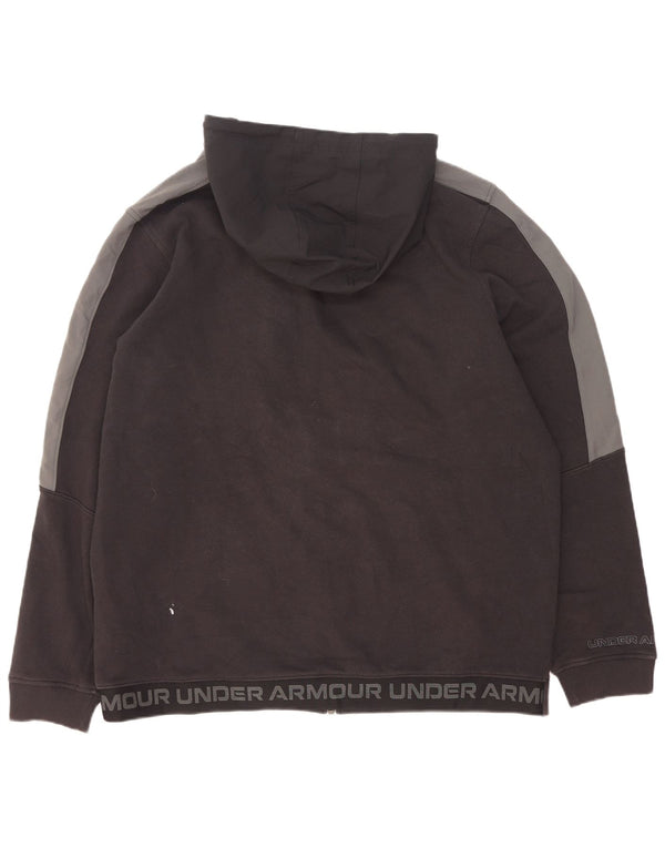 Felpa con cappuccio e zip grafica da uomo Under Armour 2XL in cotone color block nero