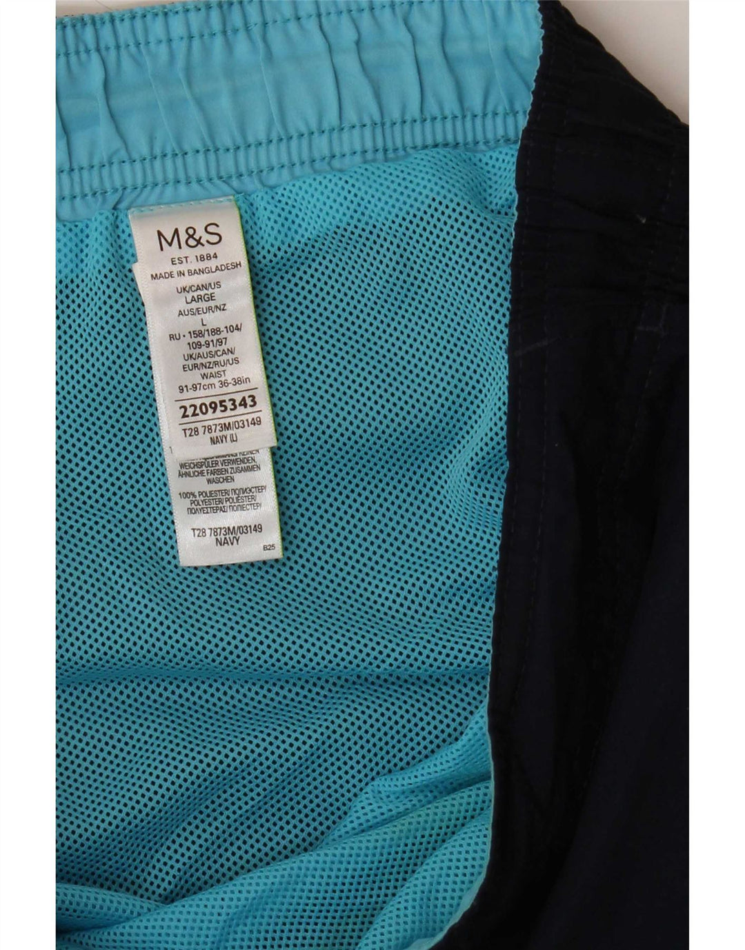 Marks & Spencer Mens Swimming Shorts Large Navy Blue Polyester