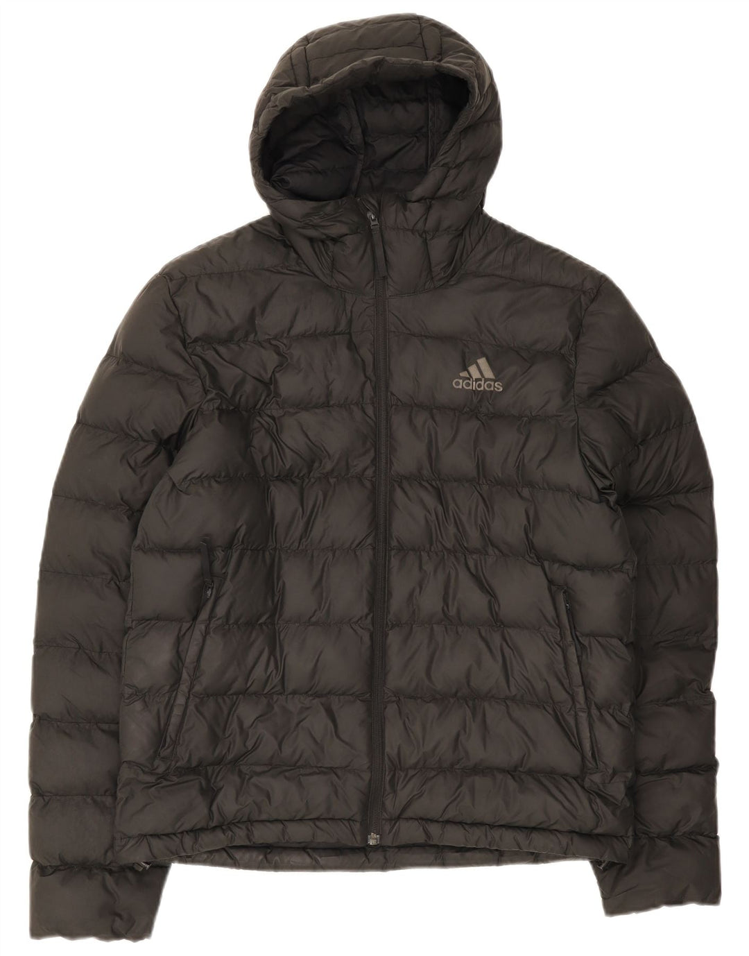Adidas Mens Hooded Padded Jacket UK 38 Medium Black Polyester