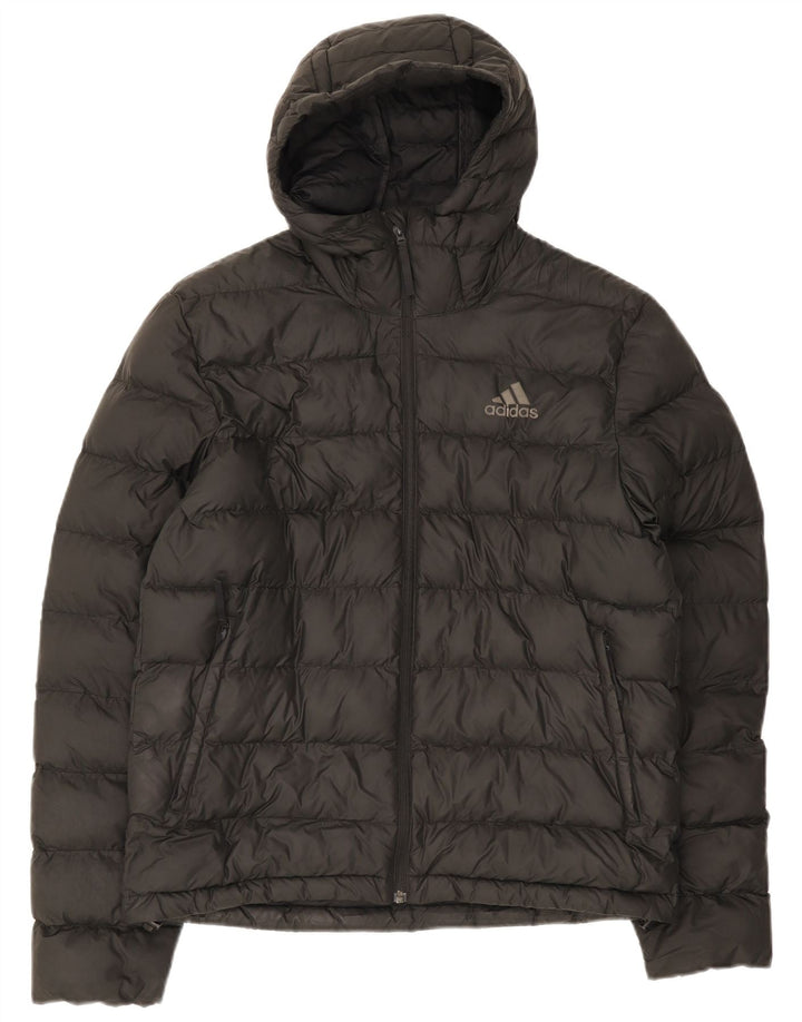 Adidas Mens Hooded Padded Jacket UK 38 Medium Black Polyester
