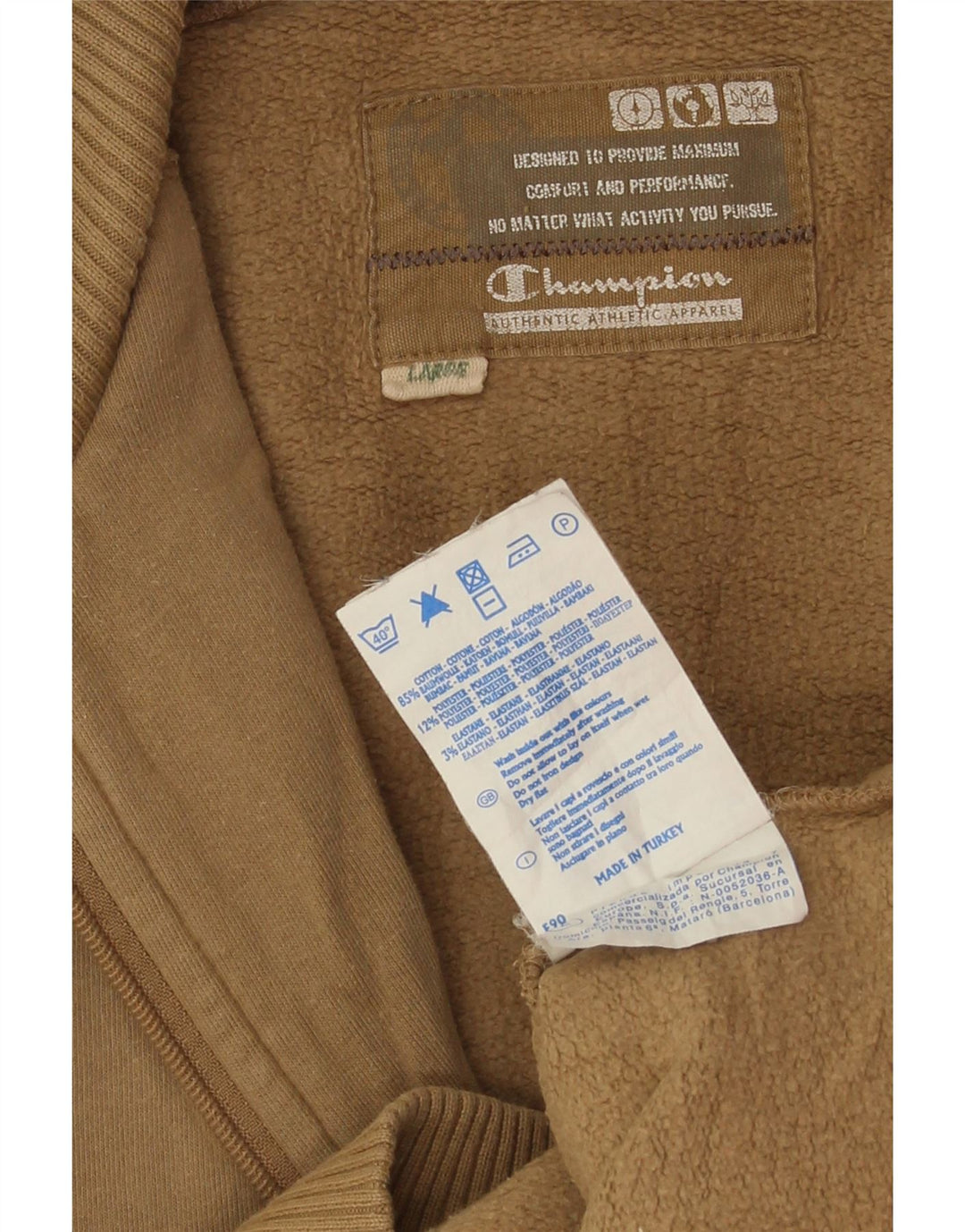 CHAMPION Mens Tracksuit Top Jacket Large Beige Cotton