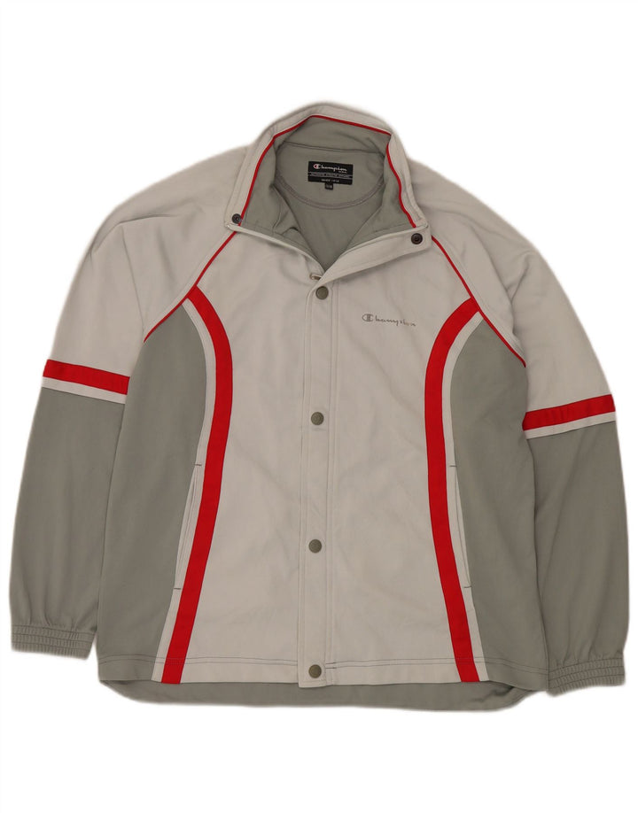 Champion Boys Tracksuit Top Jacket 13-14 Years Grey Colourblock Polyester