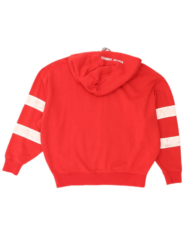 Maglione con cappuccio e zip vestibilità ampia da uomo Tommy Hilfiger XS rosso in cotone color block