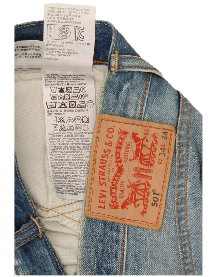 Levi's Mens 501 Straight Jeans W34 L28 Blue Cotton