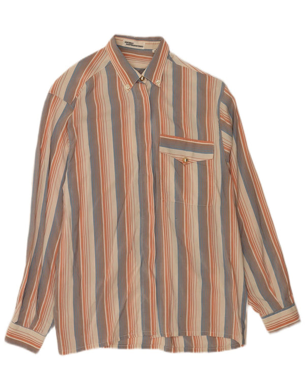 Camisa feminina Angelo Santagostino UK 10 pequena listrada multicolorida