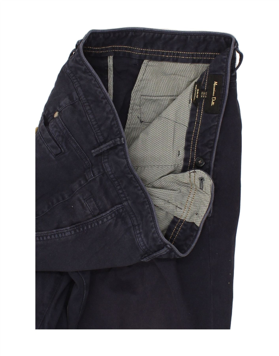 MASSIMO DUTTI Mens Slim Casual Trousers W34 L30 Navy Blue