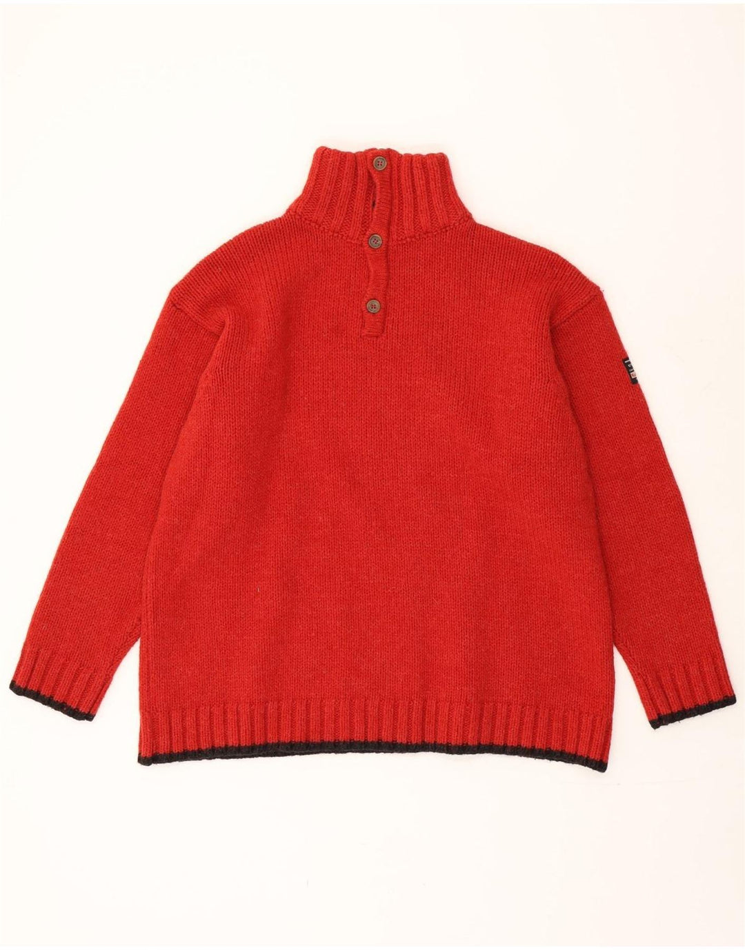 Marlboro Classics Mens Zip Neck Jumper Sweater XL Red Colourblock Wool
