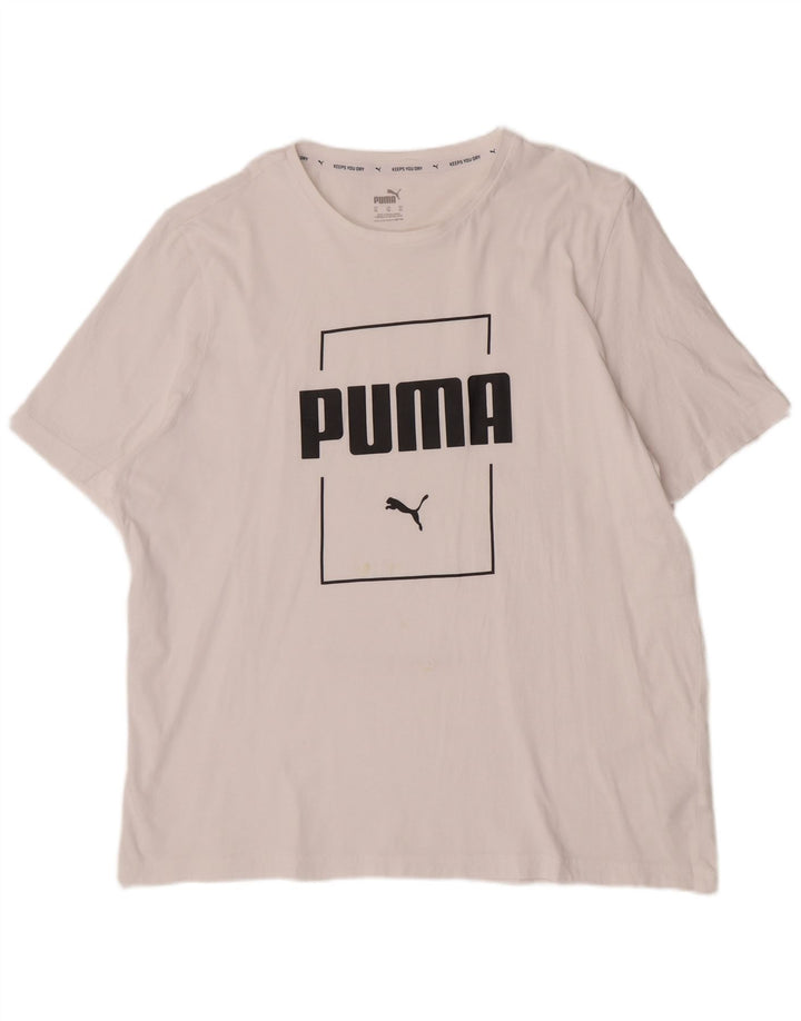 Puma Mens Graphic T-Shirt Top XL White Cotton