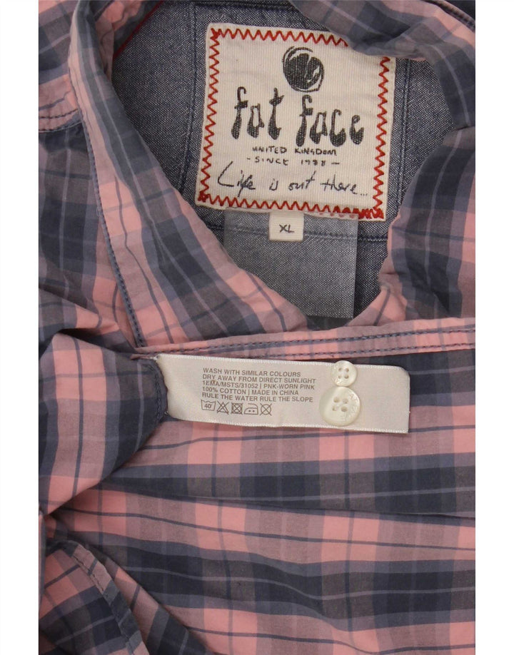 Fat Face Mens Regular Fit Shirt XL Pink Plaid Cotton